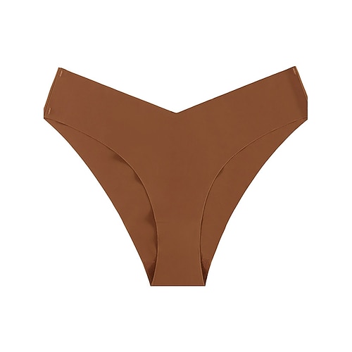 Damen Slips Elastischer BundNightwearBaumwolle Nylon Lässig Einfarbig Mode Sportlich Schwarz Leicht Braun Kamel Braun Khaki Frühling Sommer Image