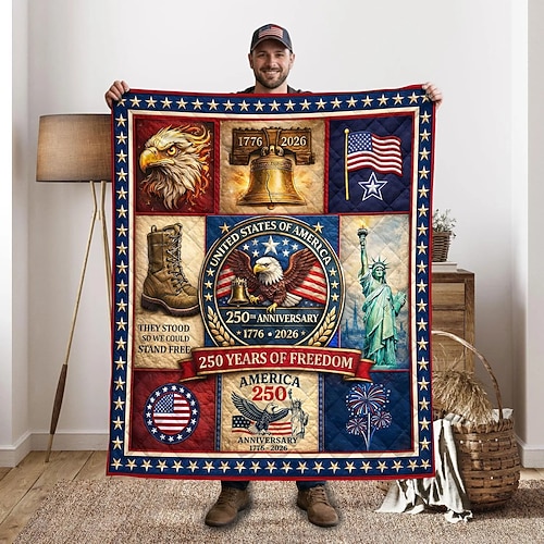 Decke zum 250. Jahrestag der USA (1776–2026), patriotische amerikanische Steppdecke, Geschenk zum Unabhängigkeitstag der USA, Geschenk zum Thema Amerika (1776–2026) Image