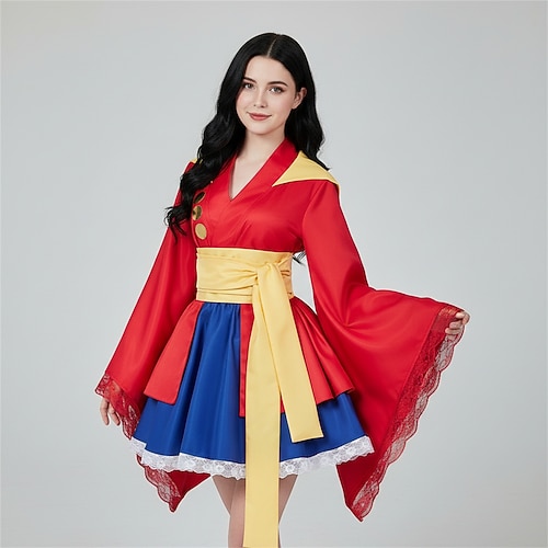 Ozeanabenteurer Strohhutpirat Anime Kleid Outfits Maskerade Cosplay-Anzüge Kimonoo Halloween Anime Expo Kostüm Für Damen Erwachsene Image