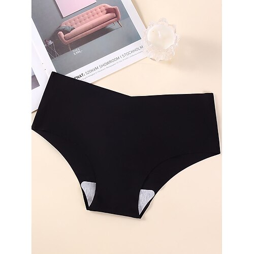 Damen Slips Elastischer BundNightwearBaumwolle Nylon Lässig Einfarbig Mode Niedlich Schwarz Weiß Rosa Leicht Braun Braun Winter Frühling Sommer Image