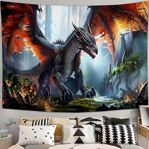 Tapisserie Banner Decke Drache 3D Fantasie Schlafzimmer Wohnzimmer Wohnheim Jugendzimmer Studentenwohnheim Wandveranda Wohndeko Image