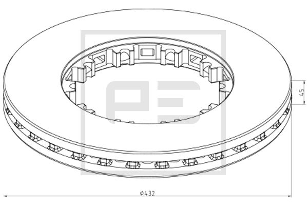 PE Automotive Bremsscheibe 106.211-00A Universal vorne Und hinten innenbelüftet 432mm für DAF 1812563 1812563S 1640561 Image