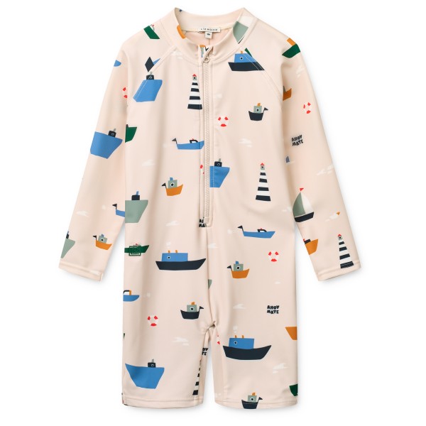 LIEWOOD - Kid's Max Printed L/S Swim Jumpsuit - Lycra Gr 98 weiß