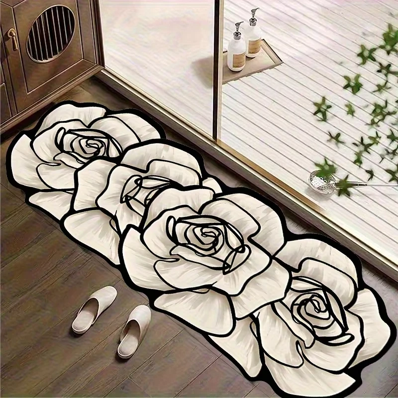 VIKAMA Crystal Velvet Carpet Premium Luxury Patterned Bathroom Waterproof Anti-slip Kitchen Welcome Mat Home Decoration Item