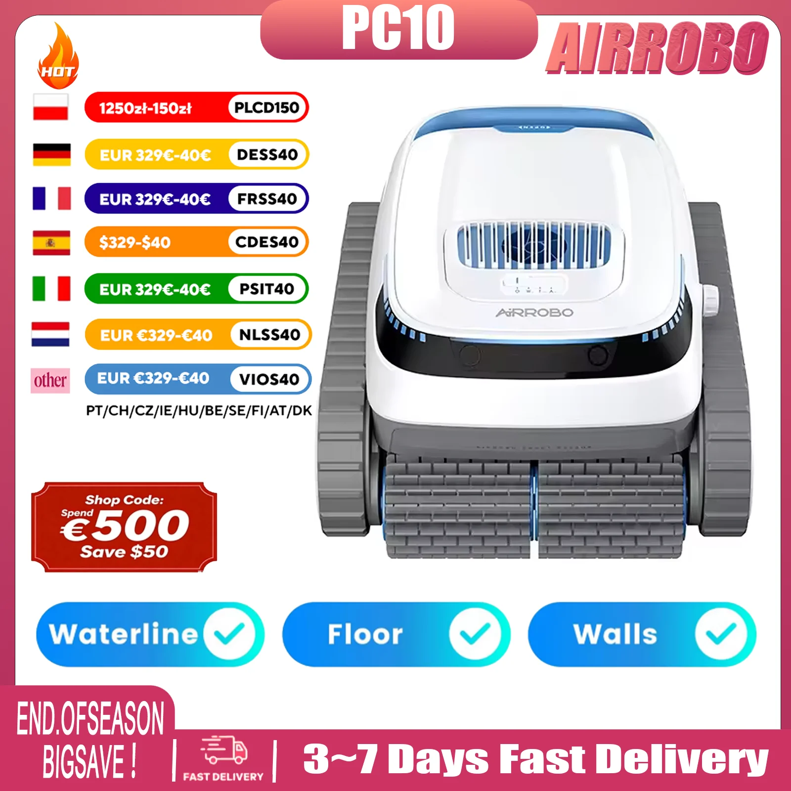 AIRROBO PC10 Poolreinigungsroboter: Intelligente Navigation, 120 Minuten Laufzeit und Wandkletterfunktion Image