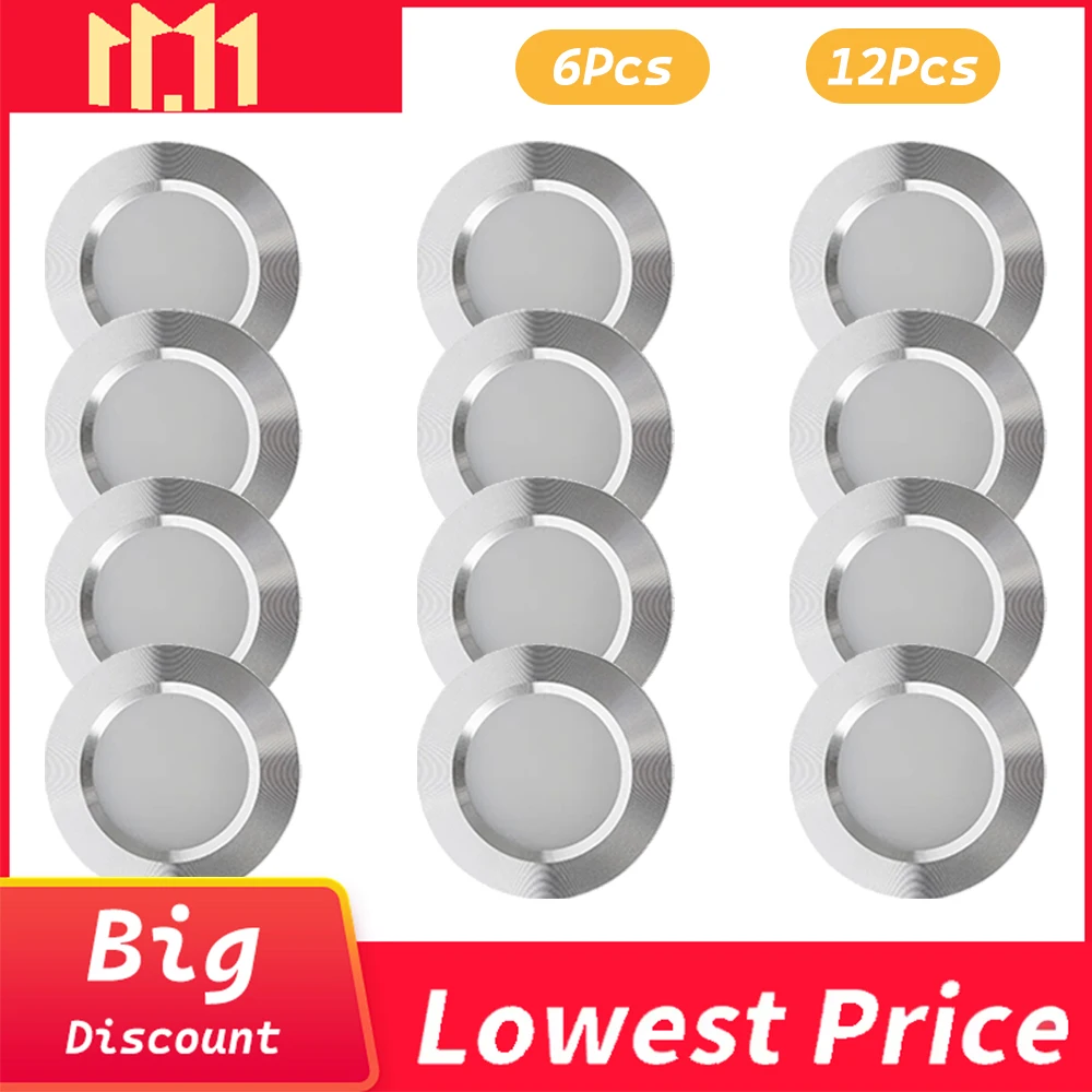 6/12PCS LED-Downlight-Einbauleuchte für die Decke, 3W DC12V, Strahler für den Innenbereich, Zuhause, Büro, kaltweiße/warmweiße/natürliche weiße Beleuchtung
