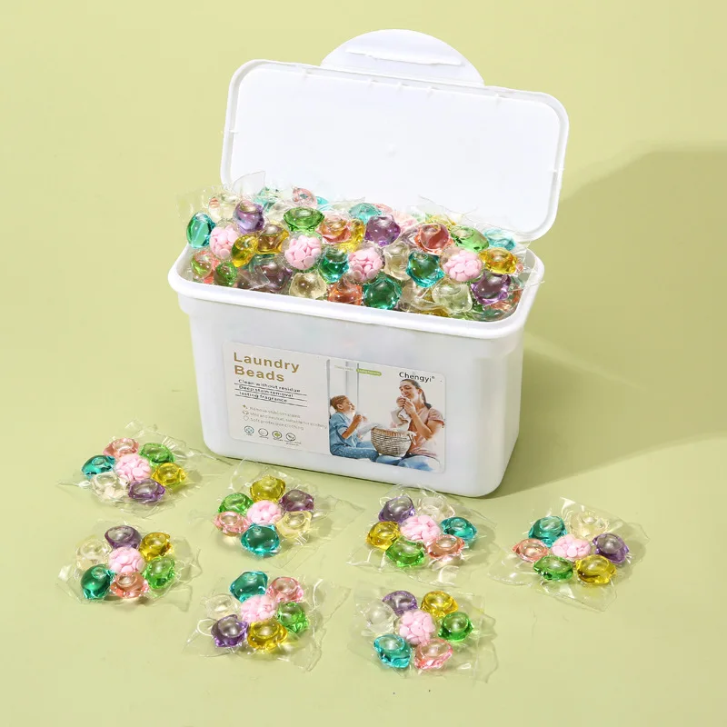 30/50 Stück Wäsche-Gel-Perlen, 7-in-1, Duft, vielseitig einsetzbar, starkes Waschmittel, Wäsche-Aroma, flüssige Kapselkugel für Zuhause, Schlafsaal Image