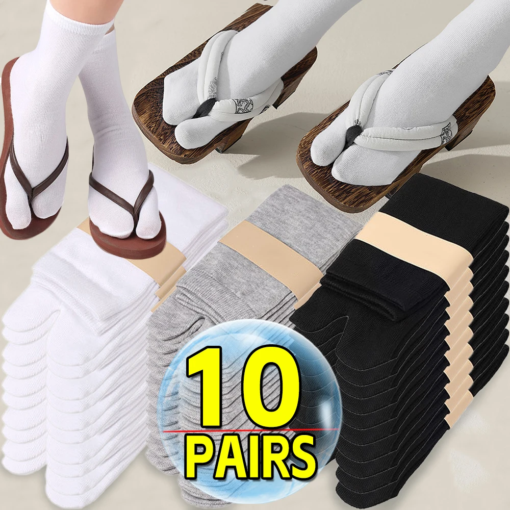 2025, neue Tabi-Zehensocken im japanischen Stil für Männer und Frauen, Sommerfaser-Zwei-Finger-Socken, Kimono-Flip-Flop-Sandale, geteilte Tabi-Zehensocke Image