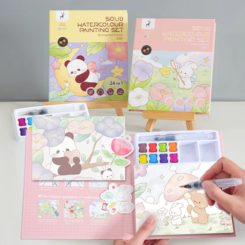 Aquarellwürfel-Malset, magisches Malbuch und Kunstset für Kleinkinder, pädagogisches Vorschul-Lernspielzeug, Geschenk für Kinder Image