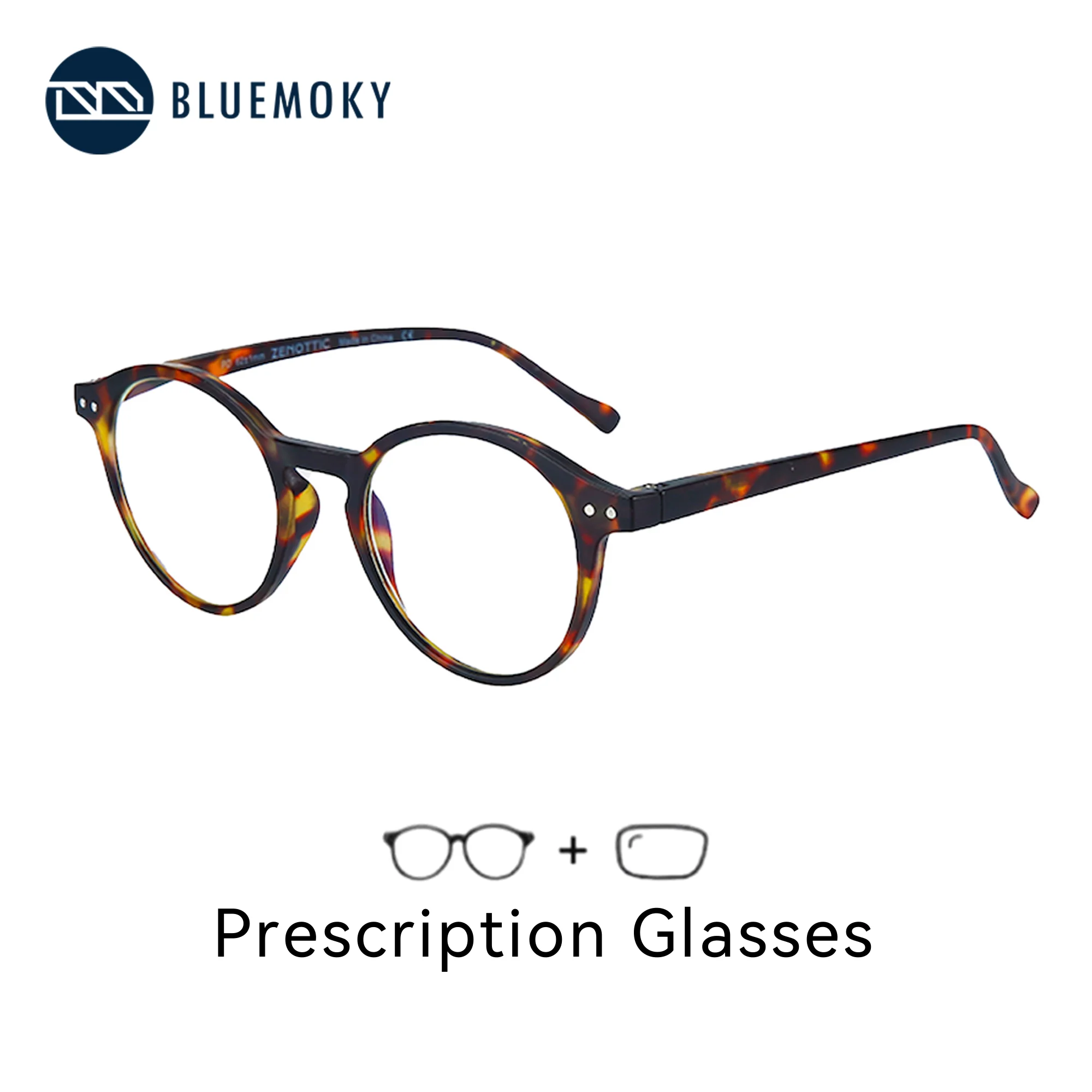 BLUEMOKY Vintage runde Brillen für Männer und Frauen, stilvolle photochrome progressive optische Brillen Image