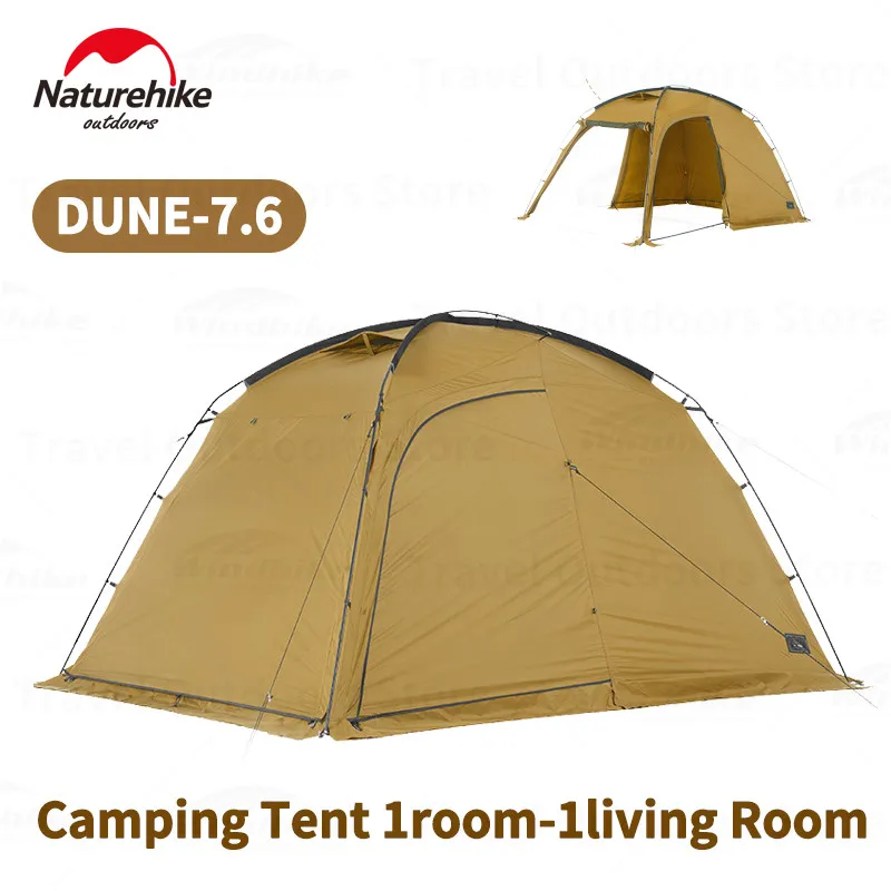 Naturehike DUNE 7.6 für Camping und Reisen, Gelbes Wasserdichtes 4-Jahreszeiten Doppelschicht-Kuppelzelt für 2-4 Personen, Familien-Outdoor-Zelt