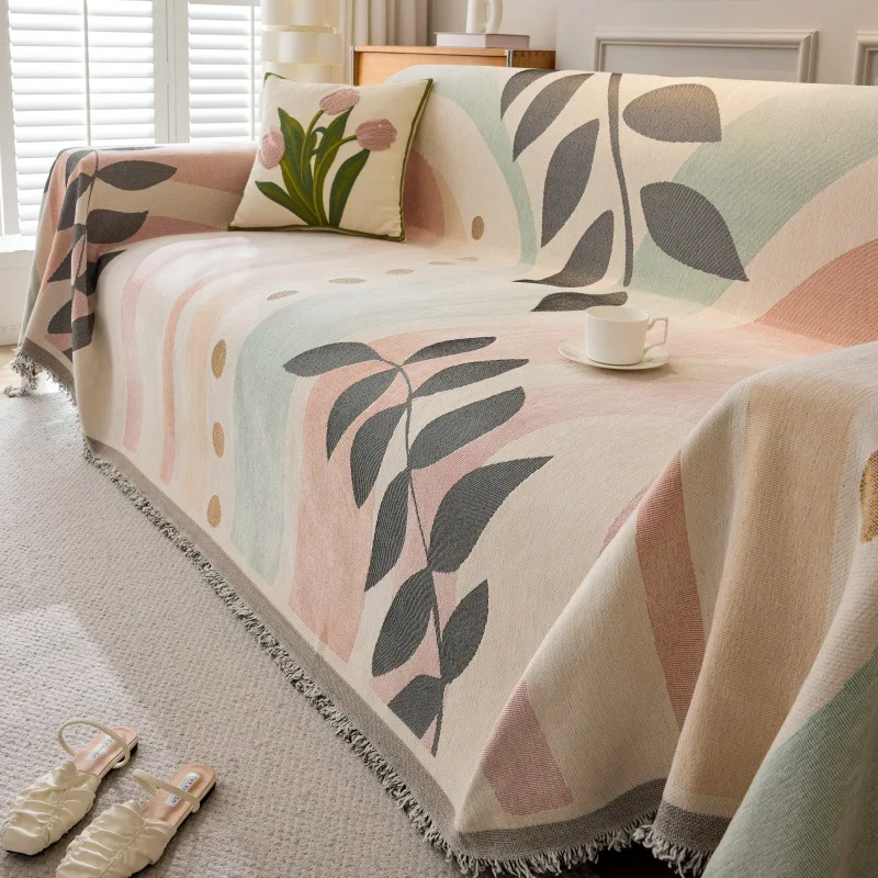 Reversibler Chenille-Sofabezug, komplett umwickelt, einfaches Dekor, Heim-Sofahandtuch, rutschfest, universelle Sofabezüge, multifunktionale Decke Image