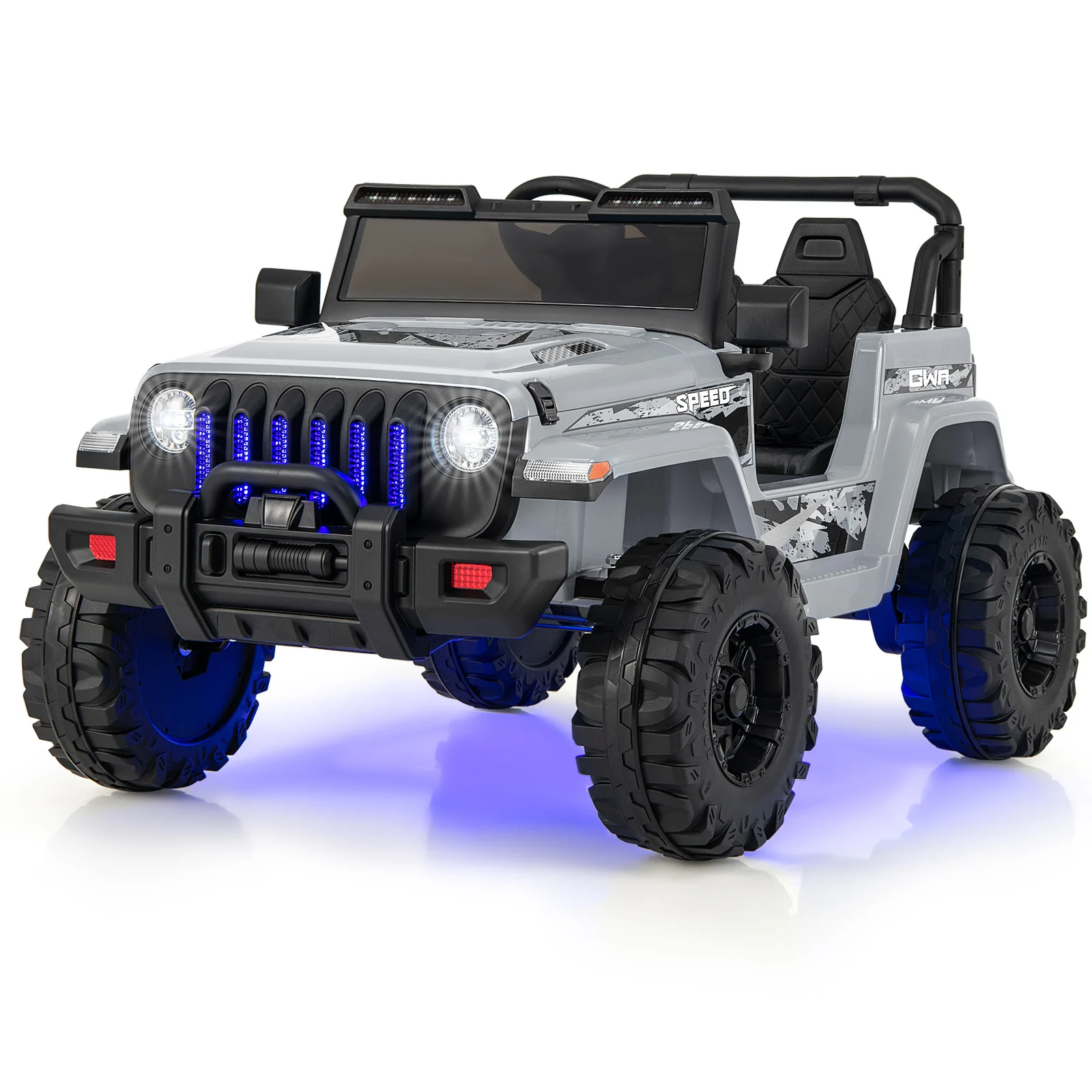 Elektroauto für Kinder, 12-V-Kinderwagen elektrisch mit 2,4-G-Fernbedienung, MP3, Musik, Hupe und Scheinwerfer, 2,6–6 km/h Image