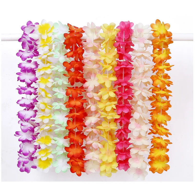 50 Stück Hawaii-Stil, bunte Kunststoff-Kranz-Halskette, Hawaii-Thema, Hochzeit, Party, Kranz, Geburtstag, Party, Dekoration, Zubehör Image