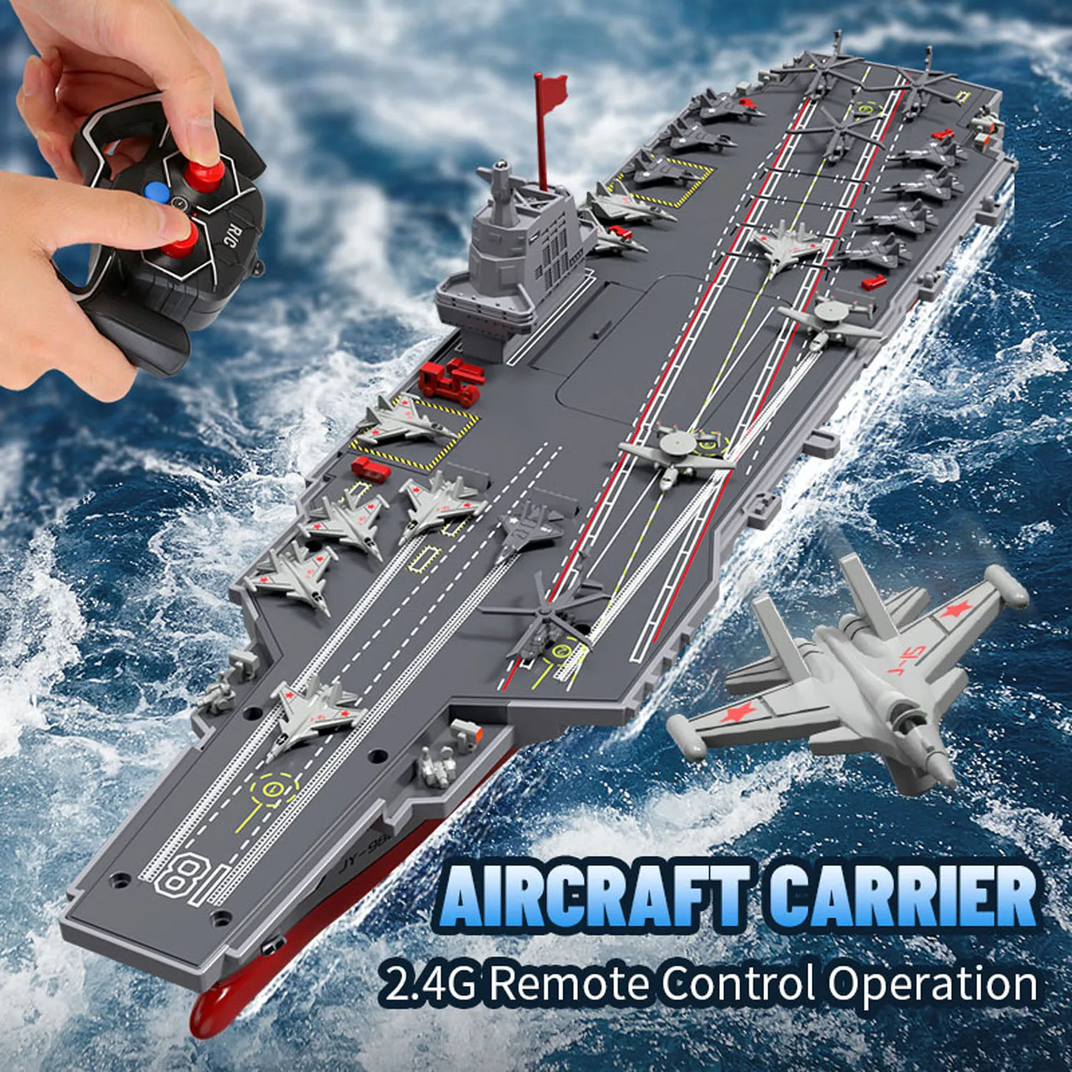 Geschenk 2,4GHz RC Hochgeschwindigkeitsboot Ferngesteuerter Flugzeugträger Kriegsschiff S19 Elektrisches Wasserspielzeug RTR Doppelmotor-Spielzeug für Jungen Hobby