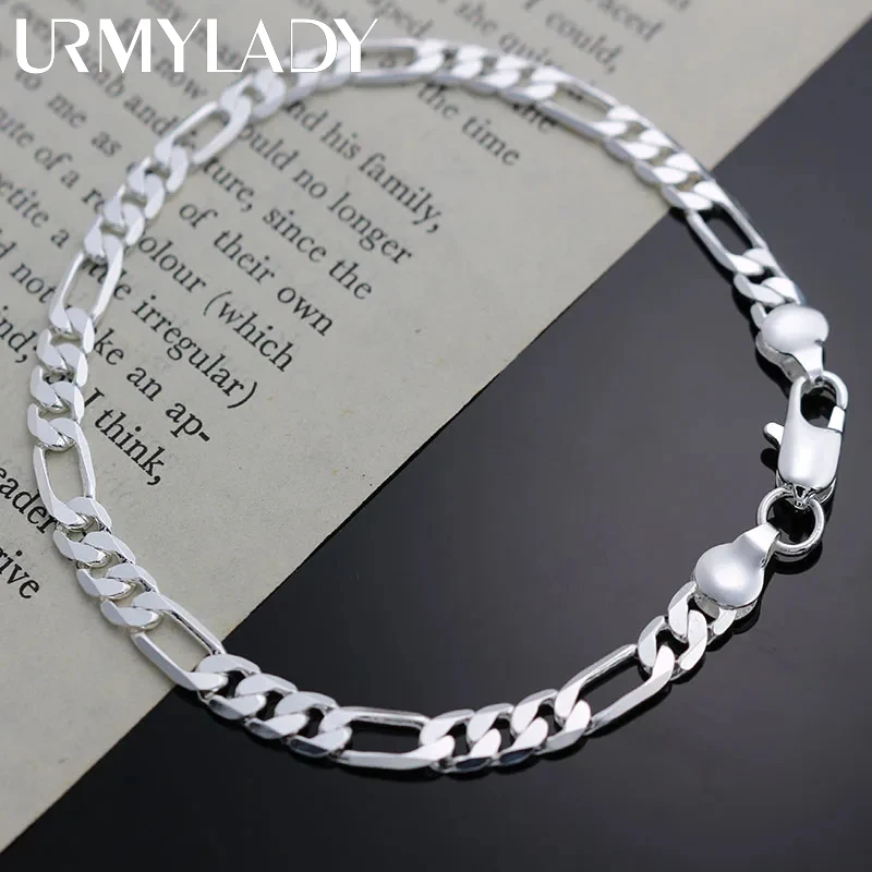 Charm-Armbänder aus 925er-Sterlingsilber für Damen, schlicht, fein, 4 mm Kette, modisch, Hochzeit, Party, Weihnachtsgeschenke, Schmuck Image