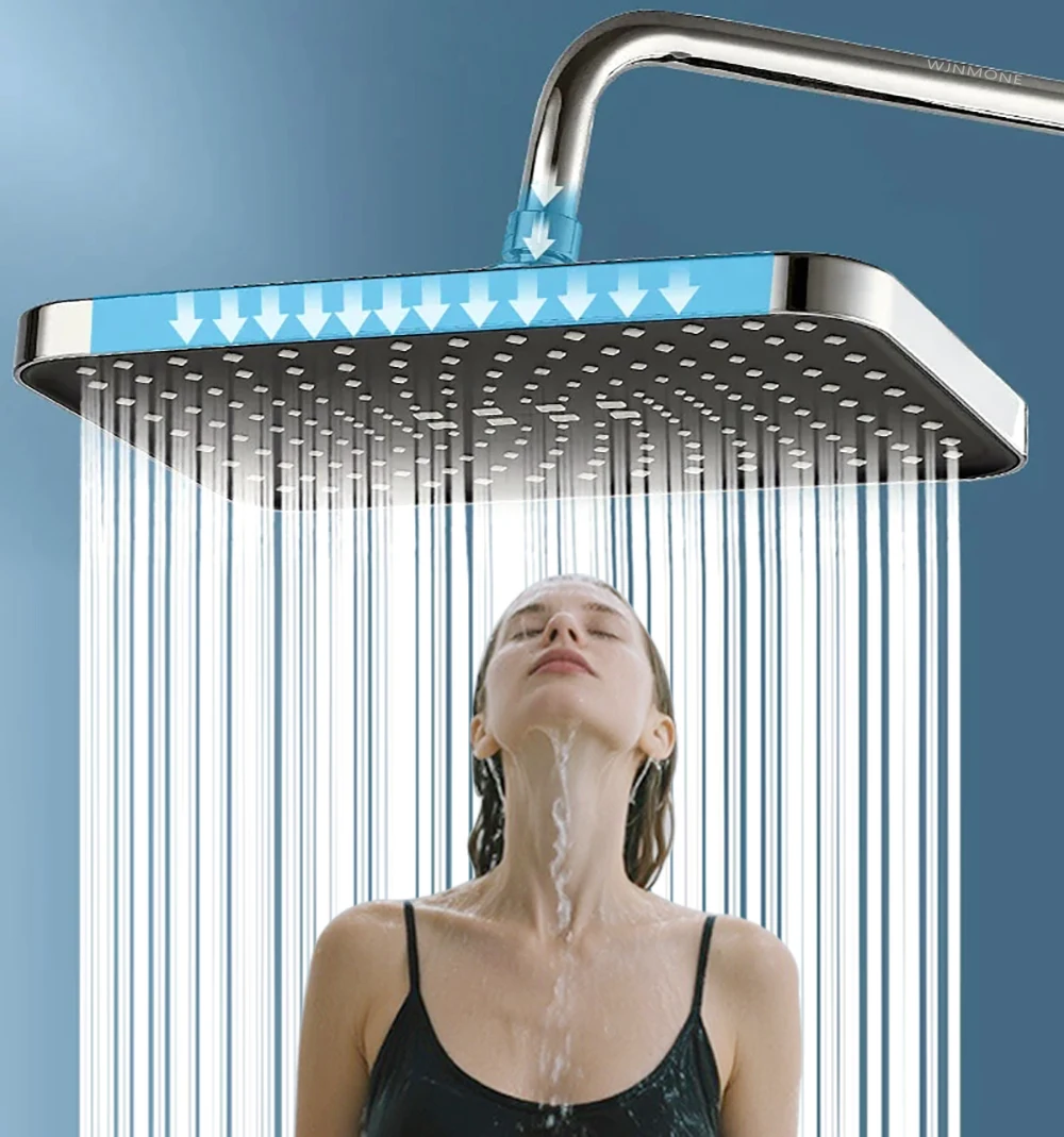 Große Durchfluss Hochdruck Dusche Kopf Spray Badezimmer Regen Dusche Silikon wassersparende Düse Druckbeaufschlagung Handheld Zubehör Badewannen-Wasserhahn Dusch system Zubehör