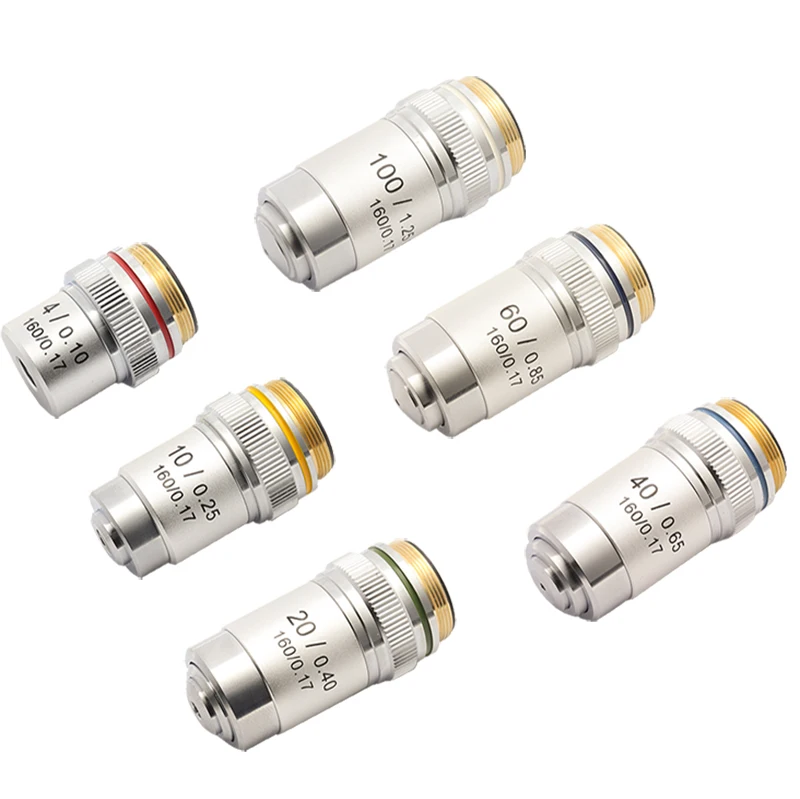 Biologische Mikroskope achromat ische Objektiv linse 100x (Öl) 4x10x20x40x60x195mm konjugierter Abstand Universal-RMS-Faden Image