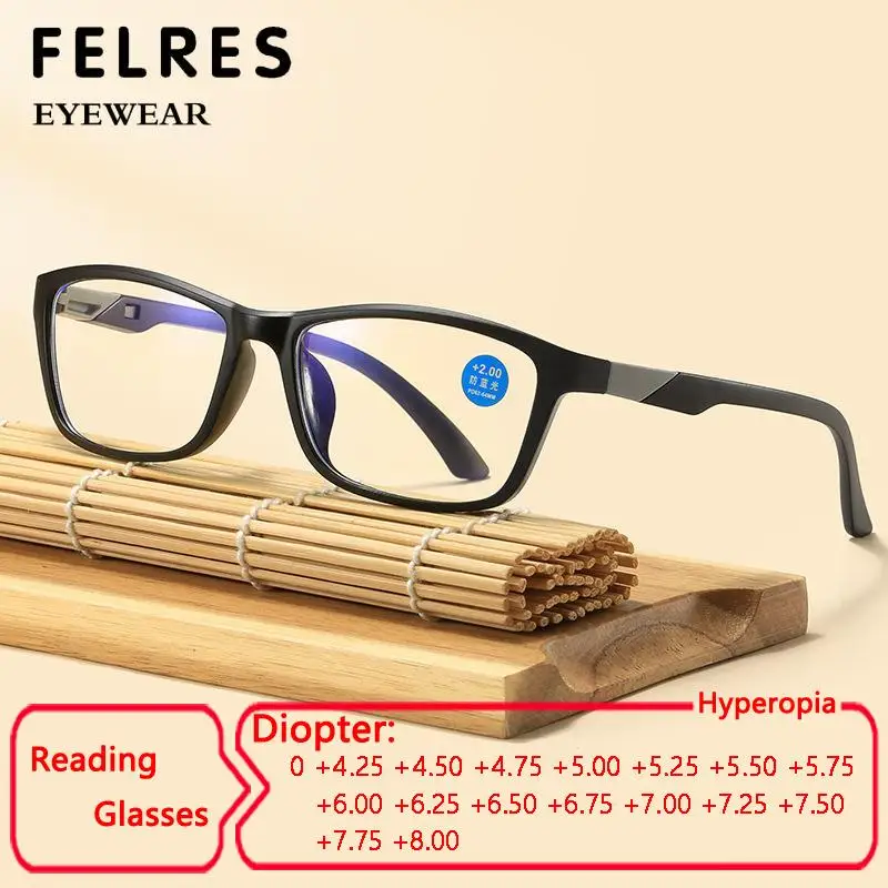 Farbblock Anti-Blaulicht-Lesebrille für Männer und Frauen, hohe Dioptrien + 4,25 4,5 5,5 6,0 7,0 8,0 Presbyopie-Brille, Leser Image