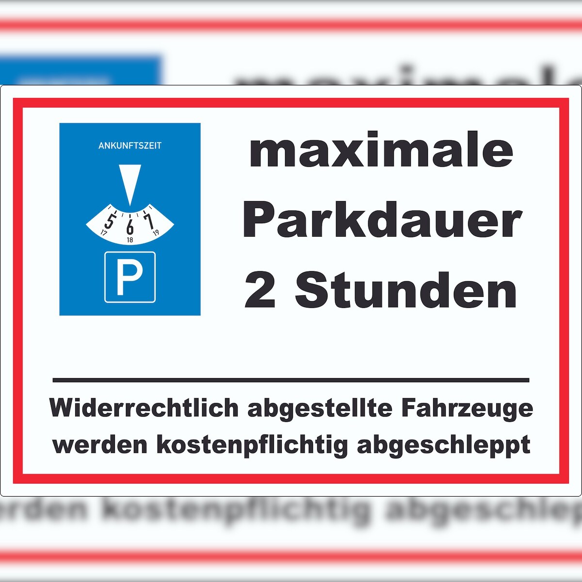 HB-Druck maximale Parkdauer 2 Stunden Parkplatz Aufkleber A9 (37x52mm) Image