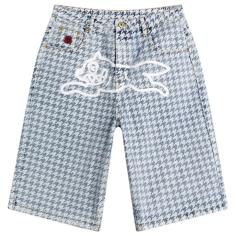 Houndstooth Running Dog Jorts - Blue - ICECREAM Shorts