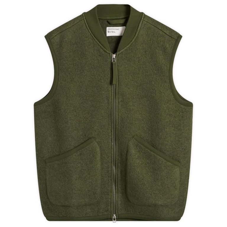 Wool Fleece Zip Bomber Jacket - Green - Universal Works Jackets