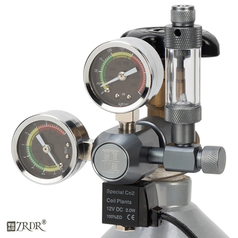 Regolatore di CO2 per acquario ZRDR con valvola solenoide e contatore di bolle, utilizzato per bombole di CO2 per acquari, valvola di riduzione della pressione del CO2.