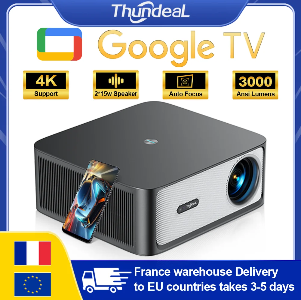 ThundeaL TD98Pro Proiettore Video ATV Ufficiale con Licenza Google Android TV 1080P, Proiettore TD98 Pro per Teatro, Cinema e Gaming