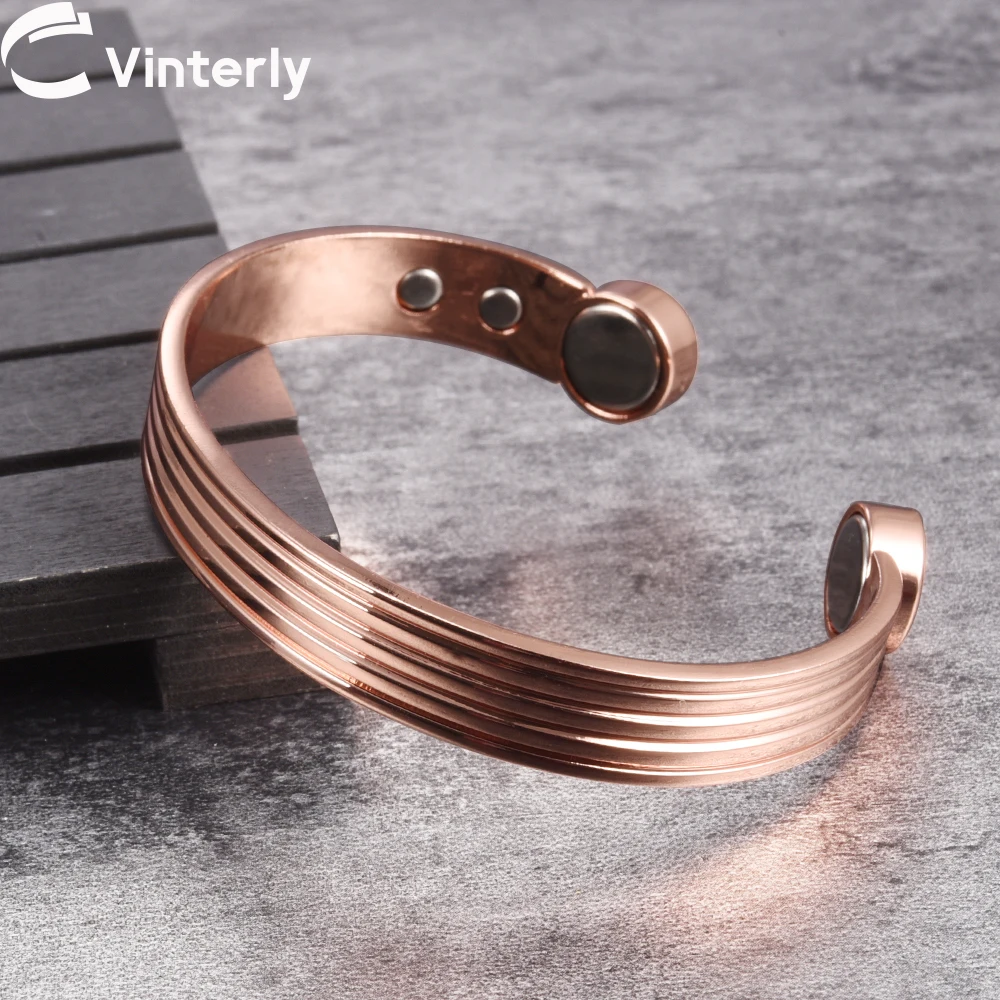 Braccialetti in rame puro per uomo donna Braccialetti magnetici a strisce regolabili per polsino Artrite Salute Gioielli in rame massiccio ad alto magnete
