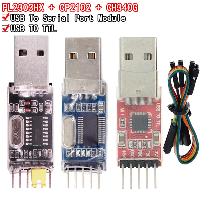 3 pz/lotto = 1 PZ PL2303HX + 1 PZ CP2102 + 1 PZ CH340G USB A TTL per arduino PL2303 CP2102 5PIN USB a UART TTL Modulo