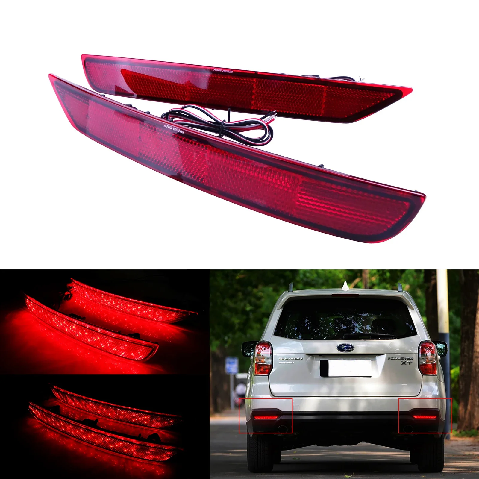 ANGRONG 1 Coppia Per Subaru Forester 2009-2018 LED Paraurti Posteriore Riflettore Freno Luce di Arresto Lente Rossa