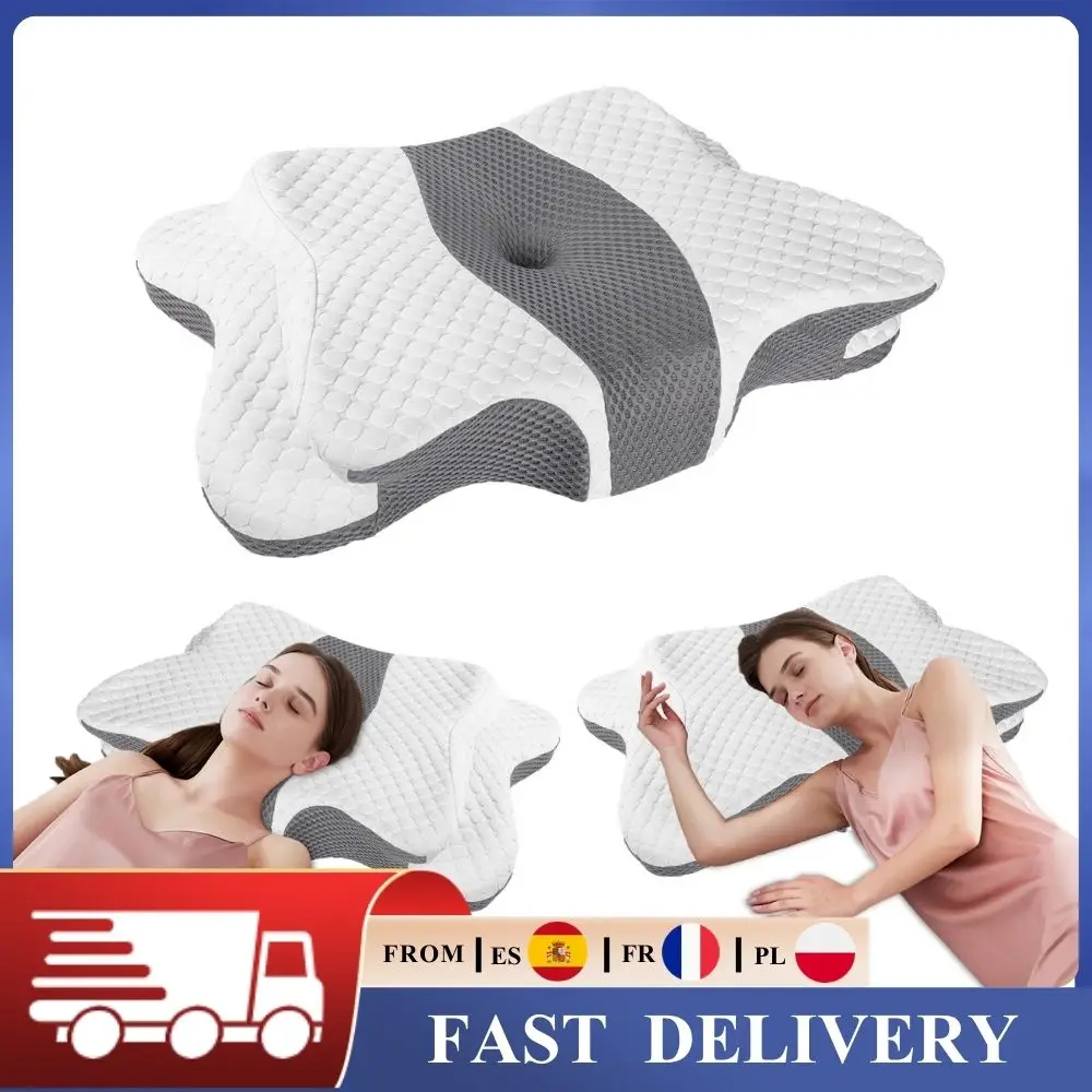 Cuscino Ergonomico in Memory Foam a Forma di Farfalla per Sollievo dal Dolore Cervicale, Supporto per Collo, Spalle e Testa con Fodera