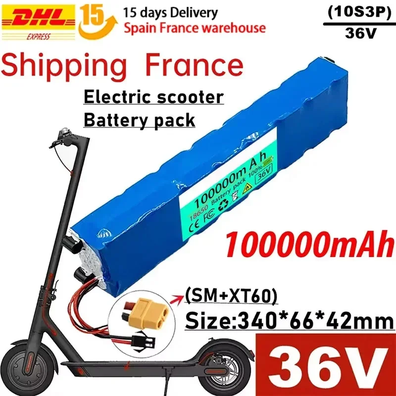 Envío a Frania – 10S3P 36 V 100000 mAh 18650 Lithium-Akku für Elektroroller wie Vespa M365 Image