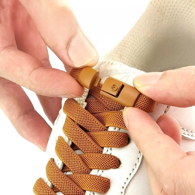 Elastische Schnürsenkel Sport Bunte Press Lock Schnürsenkel Ohne Krawatten Wohnungen Keine Krawatte Schnürsenkel Kind Erwachsene Schnürsenkel Schuhe Zubehör Neue Image
