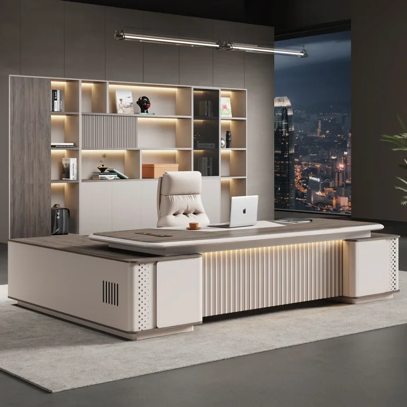 Hochwertige Büro-Schreibtisch- und Stuhlkombination, leichte Luxus-Schreibtischmöbel für Senioren, einfach und modern, zuverlässig Image