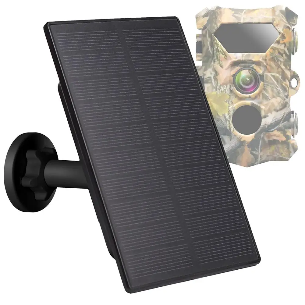 5V Jagdkamera Solarpanel 6000mAh wiederaufladbarer Akku wasserdicht, einfache Installation! Für Bushnell Trail-Kameras (Schwarz) Image
