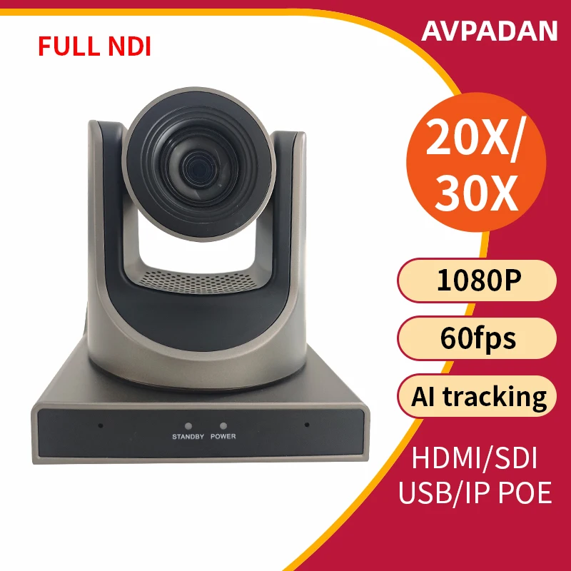 Professionelle 1080P60 PTZ-Kamera mit 20-fach/30-fach Zoom | Vollständige NDI AI-Verfolgung | HDMI/SDI für Rundfunk & Kirchen-Livestreaming-Konferenzen Image