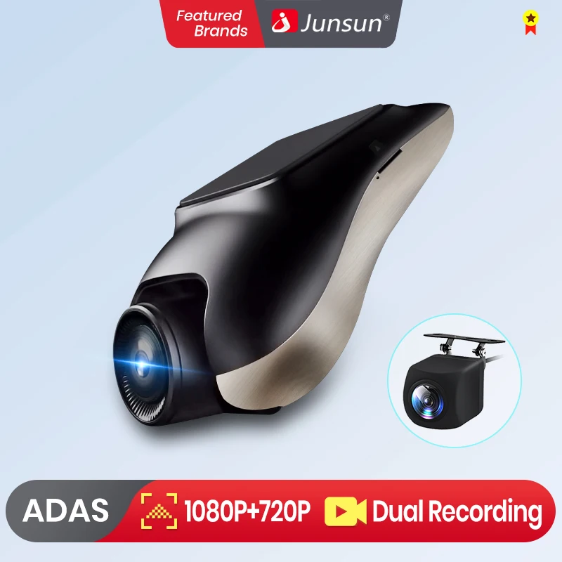 Junsun Neue 720P Dashcam ADAS Mini Auto DVR 120 ° FOV Auto-Videorecorder, versteckte Dashcam für Android, unterstützt das Parken hinten Image