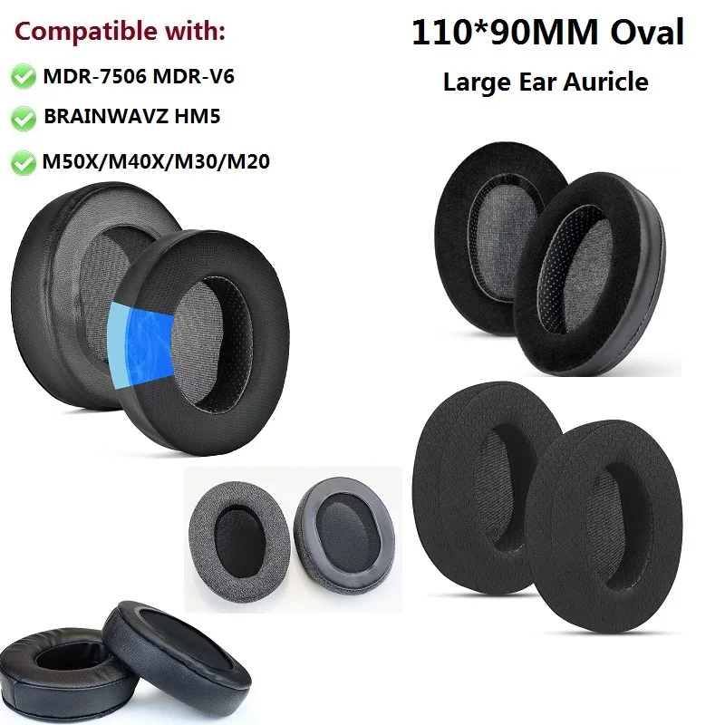 Ohrpolster für Audio-Technica ATH-MSR7b M20X M50X, M40X M30X SONY MDR-7506 MDR-V6 BRAINWAVZ HM5 Kopfhörer 110*90mm große Ohrenschützer Image