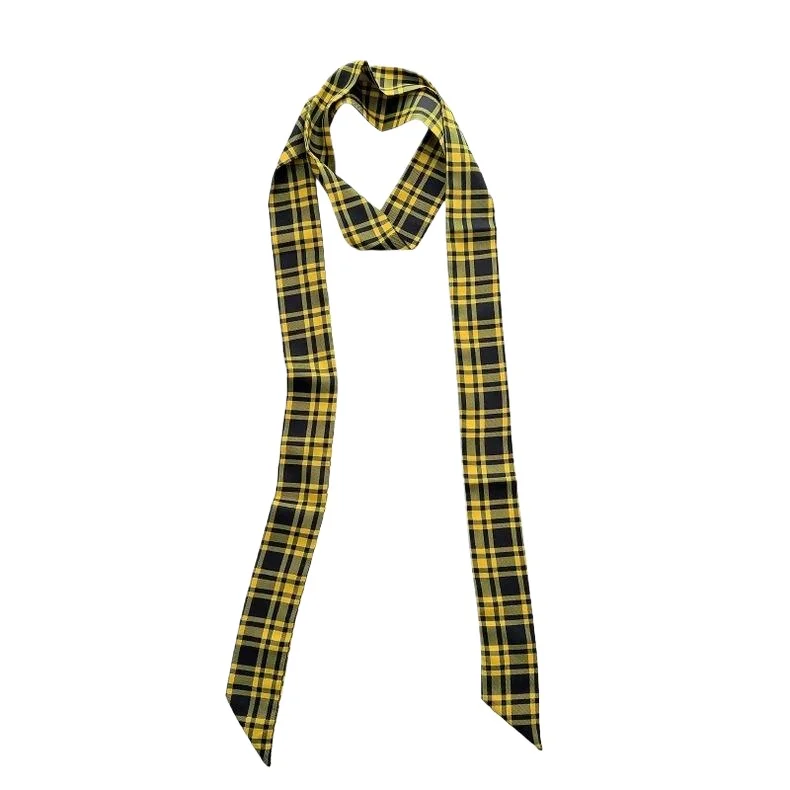 Langer, schmaler Karo-Taillengürtel mit Jeans-Krawatte, Schal, dekoratives Accessoire, Persönlichkeit, trendiges Haarband, modisches Accessoire