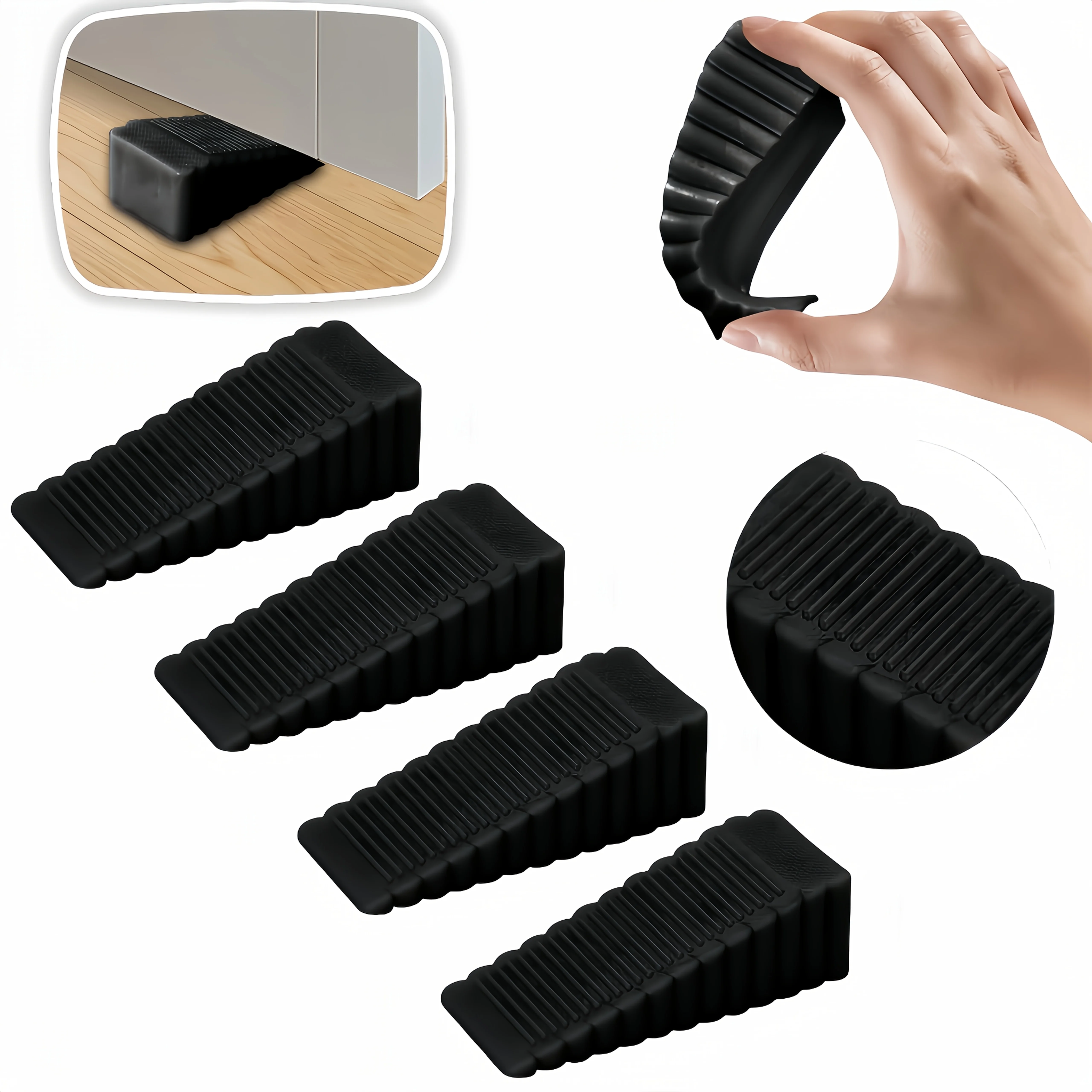 2/4er-Pack rutschfester, robuster Gummi-Türstopper – multifunktionaler Türstopper für Zuhause/Büro für Holzböden, glatte Fliesen