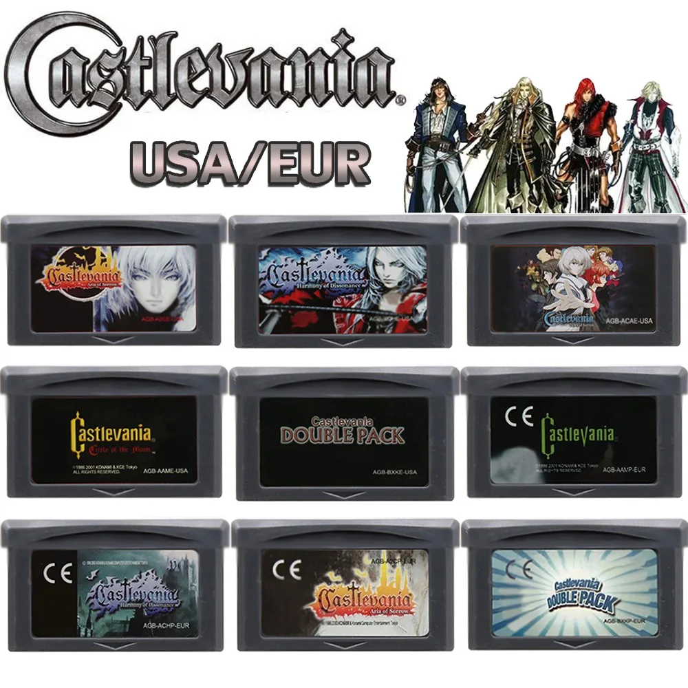 32-Bit Castlevania GBA-Spieleserie Videospiel-Kassette Asia of Sorrow Dissonance Doppelpack Circle of the Moon für GBASP NDSL Image