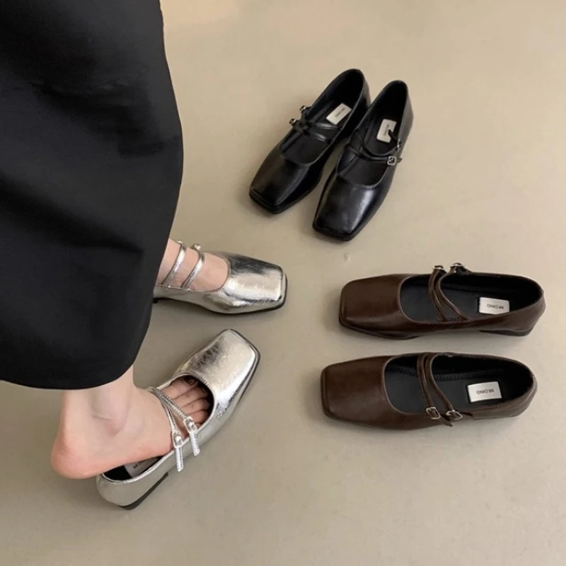 2026 neue Frühjahr Karree Frauen Mary Jane Schuhe Outdoor Komfort Weiche Sohle Schuhe Damen Elegante Kleid Wohnungen Schuhe
