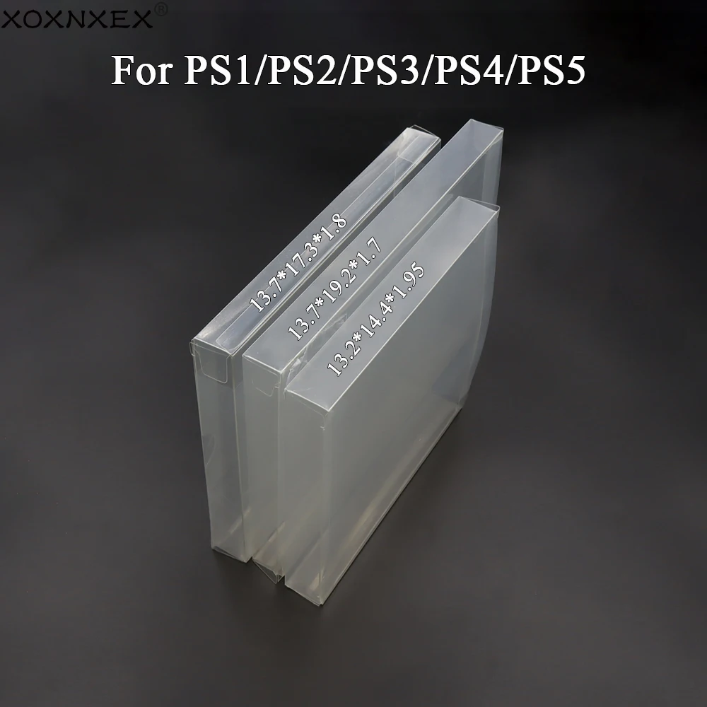 Klare, transparente Spielkassetten-Box-Hülle, CIB-Spiele, Kunststoff-PET-Schutz für PS5, PS4, PS3, PS2, PS1