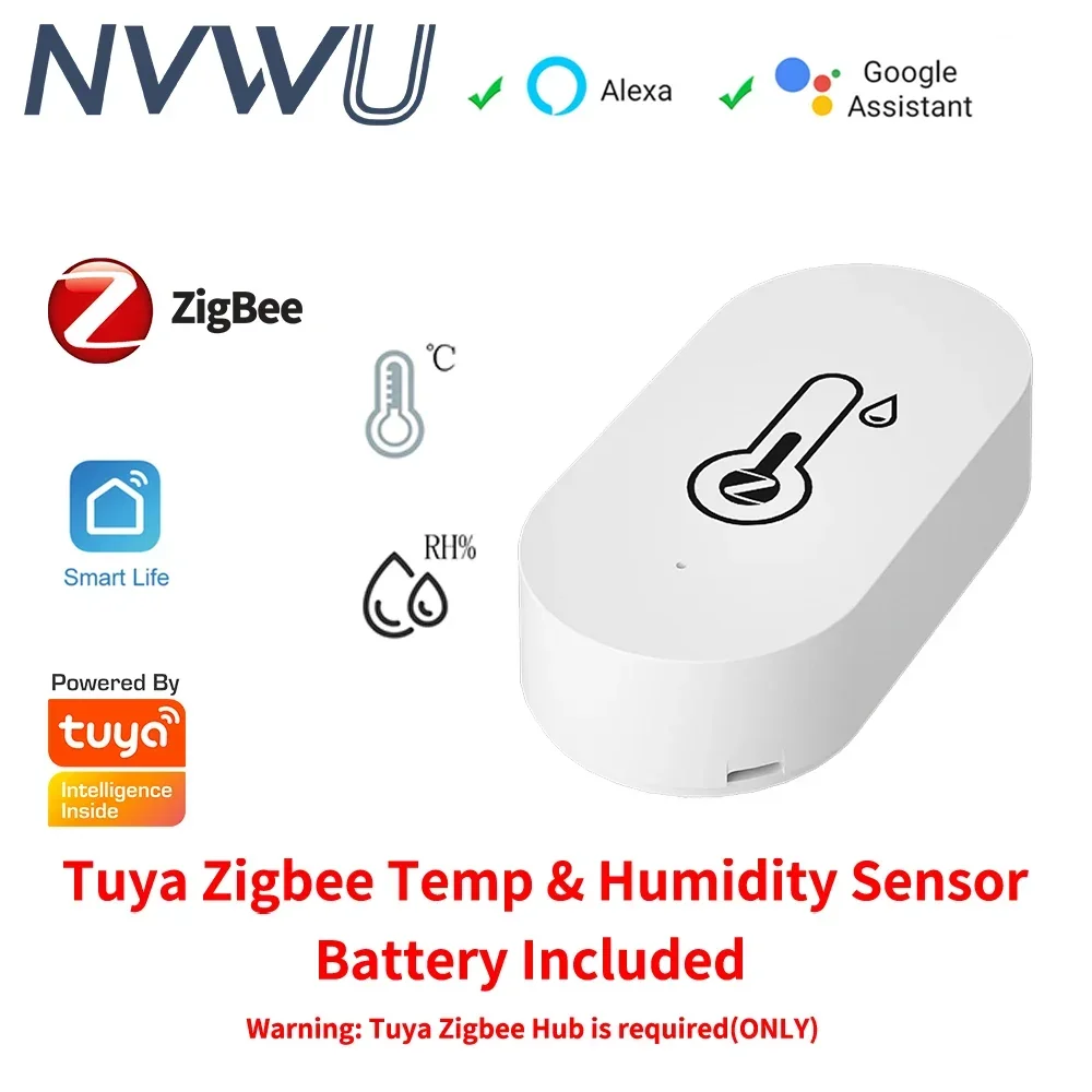 Tuya ZigBee Smart Temperatur-und Feuchtigkeit sensor Innen Hygrometer batterie betriebene Unterstützung Alexa Google Home Sprach steuerung Image