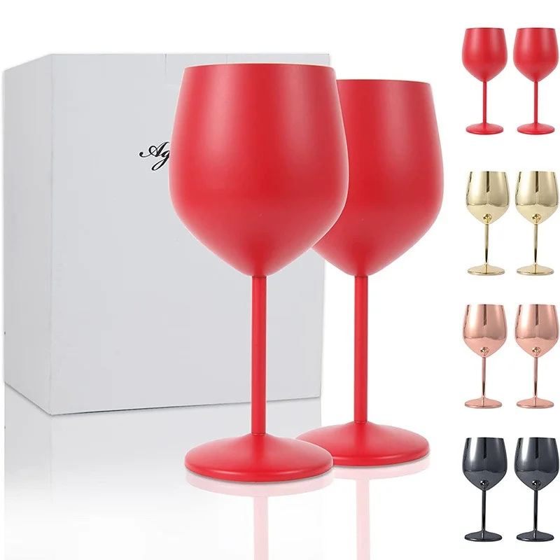 500 ml Edelstahl-Rotwein-Cocktailglas, unzerbrechliches Metall, hohes Champagnerglas, KTV-Barkelch, Weinglas im europäischen Stil Image