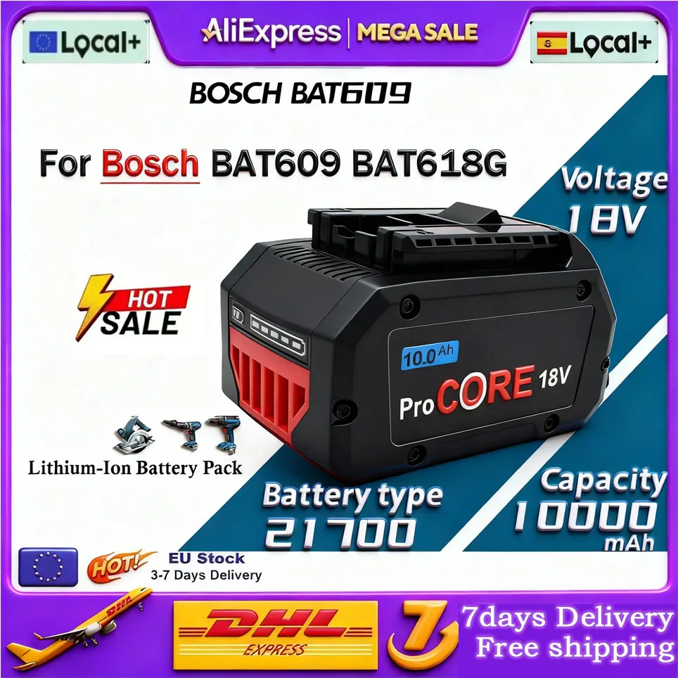 Für Bosch 18V 8,0AH 10,0AH 6,0AH Professionelles Akku-Werkzeug BAT609 GBA18V80 BAT618 21700 Akku ProCORE Ersatzakku Image