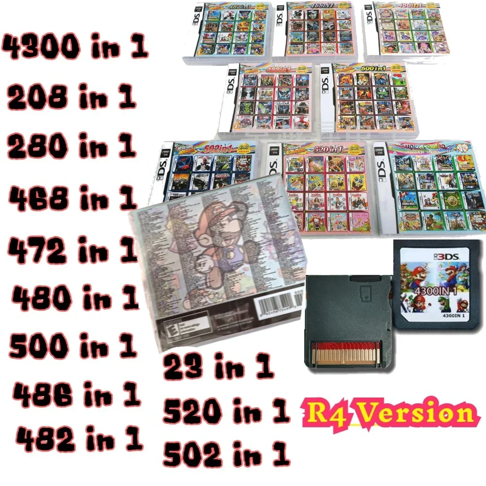 4300-in-1 Pokémon-Spielkarten-Kollektion für DS NDS 3DS 3DS NDSL Spielkassette Videospiel-Handheld-Player (R4-Karte)