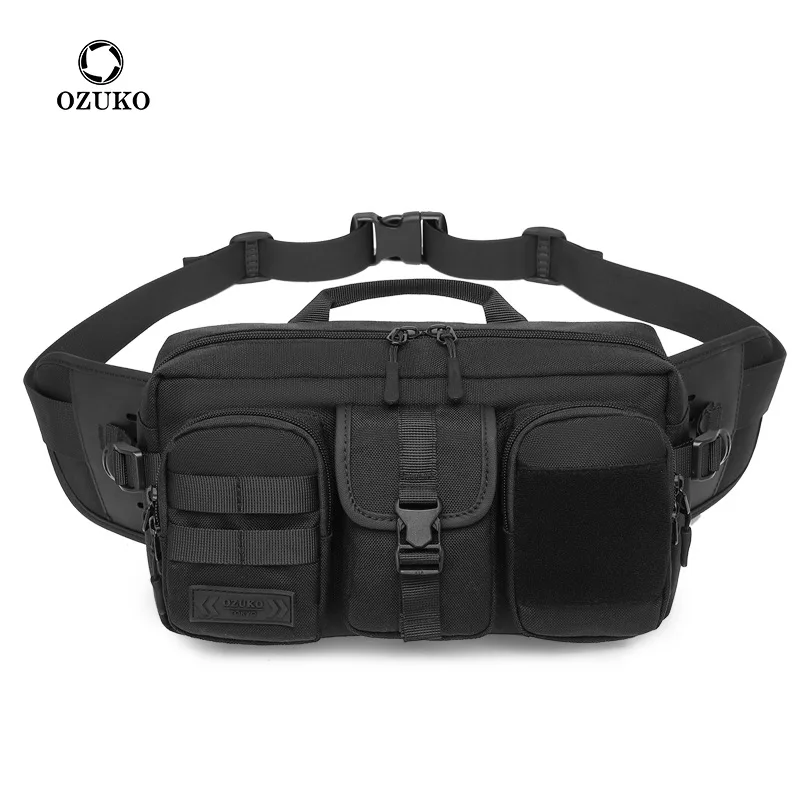 OZUKO Gürtel halter Männlichen Wasserdichte Schulter Taschen Männer Mode Kurze Reise Umhängetasche USB Lade Umhängetasche Teenager Image
