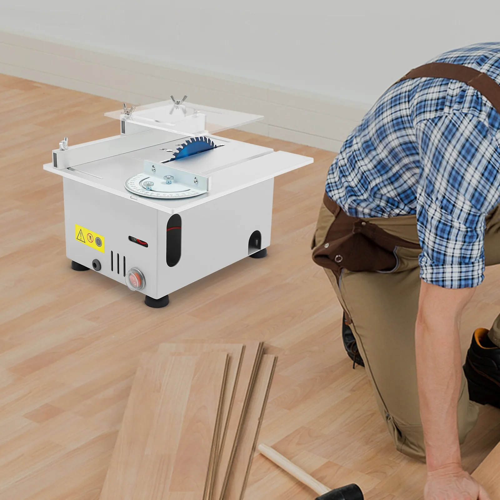 Kompakte, leistungsstarke Mini-Tischkreissäge mit 10 cm Klinge, variable Geschwindigkeitsregelung und 0–180 ° Verstellbares Winkellineal für präzise Holzbearbeitungsschnitte Image